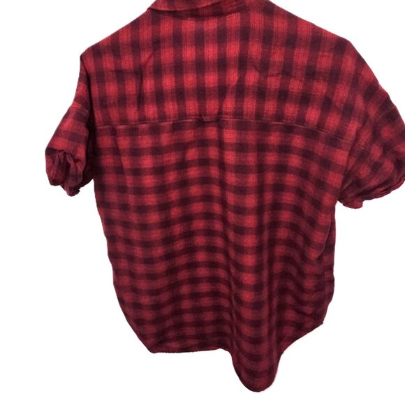 Levis Button Down Shirt Red Black Plaid - Picture 2 of 6